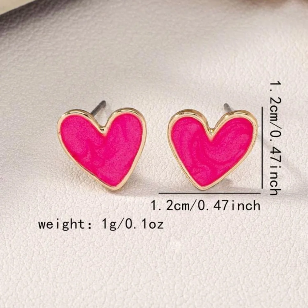 Cute Heart Stud Earrings - Picture 2 of 2
